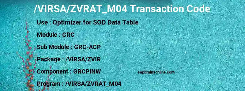 SAP /VIRSA/ZVRAT_M04 transaction code