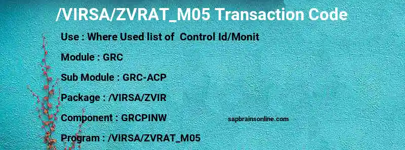 SAP /VIRSA/ZVRAT_M05 transaction code