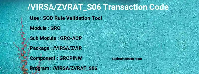 SAP /VIRSA/ZVRAT_S06 transaction code