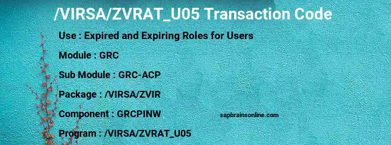 SAP /VIRSA/ZVRAT_U05 transaction code