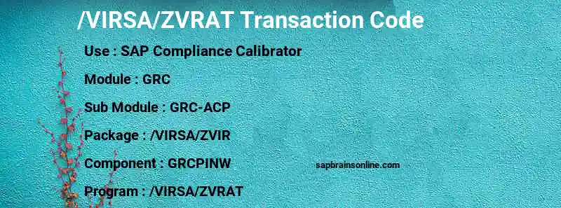 SAP /VIRSA/ZVRAT transaction code