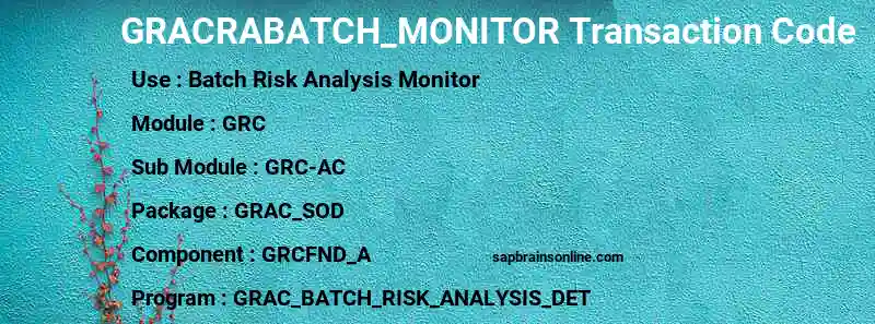 SAP GRACRABATCH_MONITOR transaction code