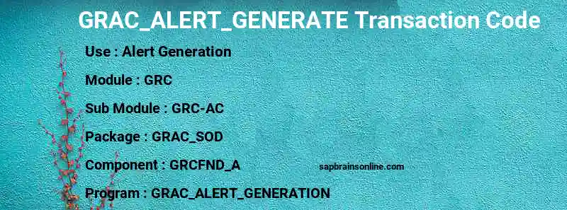 SAP GRAC_ALERT_GENERATE transaction code