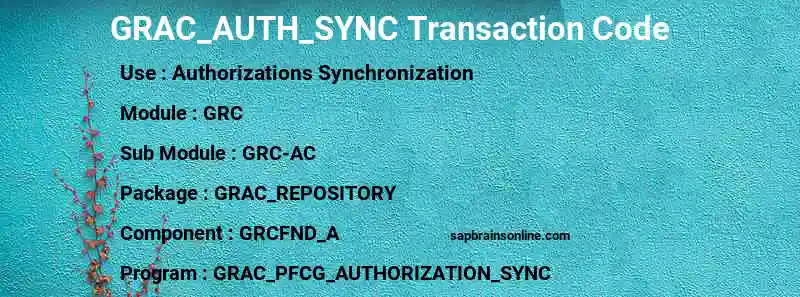 SAP GRAC_AUTH_SYNC transaction code