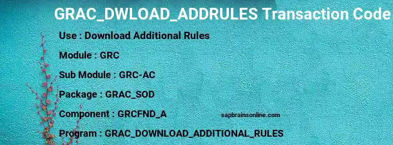 SAP GRAC_DWLOAD_ADDRULES transaction code