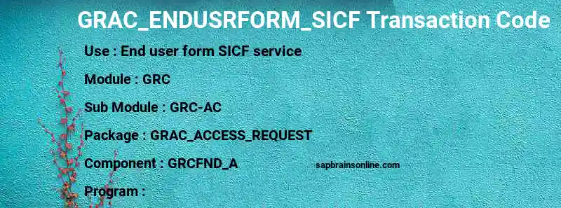 SAP GRAC_ENDUSRFORM_SICF transaction code