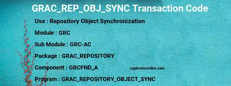 SAP GRAC_REP_OBJ_SYNC transaction code