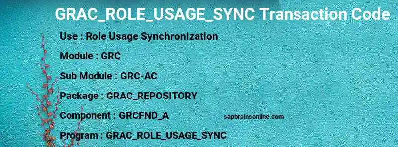 SAP GRAC_ROLE_USAGE_SYNC transaction code