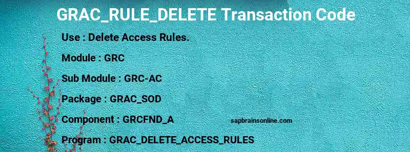 SAP GRAC_RULE_DELETE transaction code
