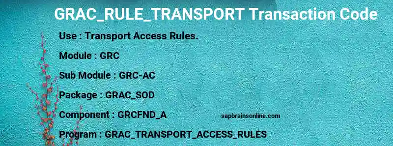 SAP GRAC_RULE_TRANSPORT transaction code