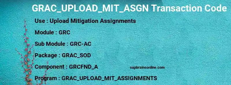 SAP GRAC_UPLOAD_MIT_ASGN transaction code