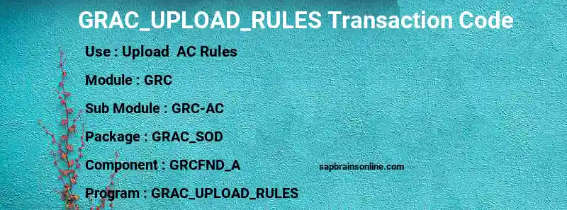 SAP GRAC_UPLOAD_RULES transaction code