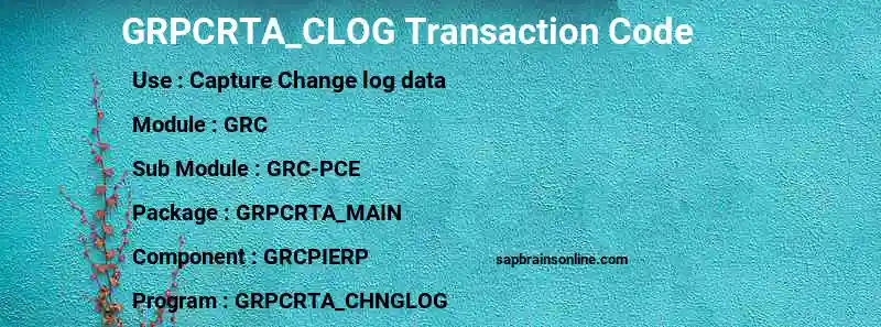 SAP GRPCRTA_CLOG transaction code