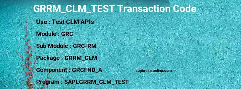 SAP GRRM_CLM_TEST transaction code