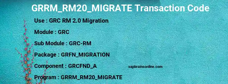 SAP GRRM_RM20_MIGRATE transaction code