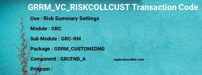 SAP GRRM_VC_RISKCOLLCUST transaction code