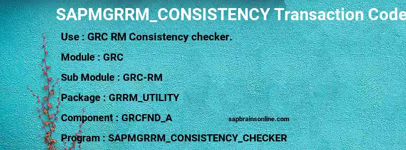 SAP SAPMGRRM_CONSISTENCY transaction code