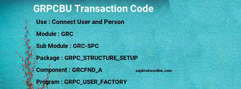 SAP GRPCBU transaction code