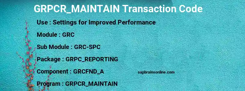 SAP GRPCR_MAINTAIN transaction code