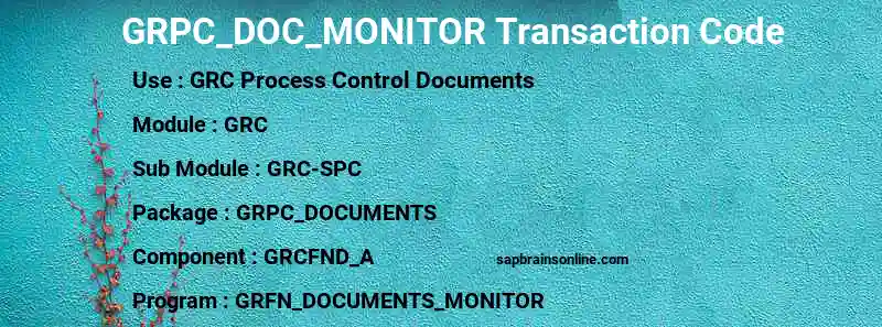 SAP GRPC_DOC_MONITOR transaction code