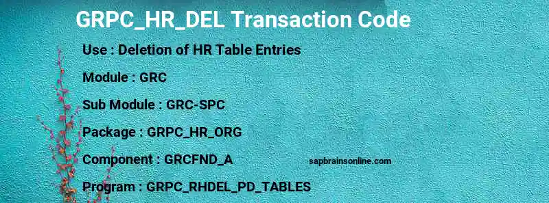 SAP GRPC_HR_DEL transaction code