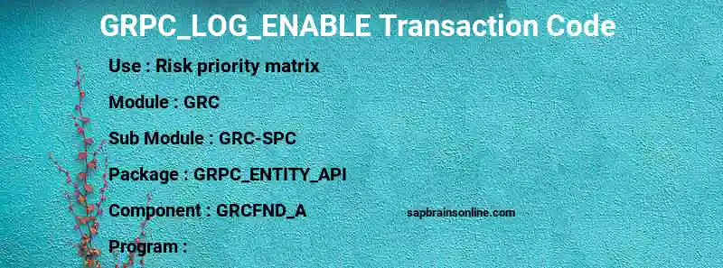 SAP GRPC_LOG_ENABLE transaction code