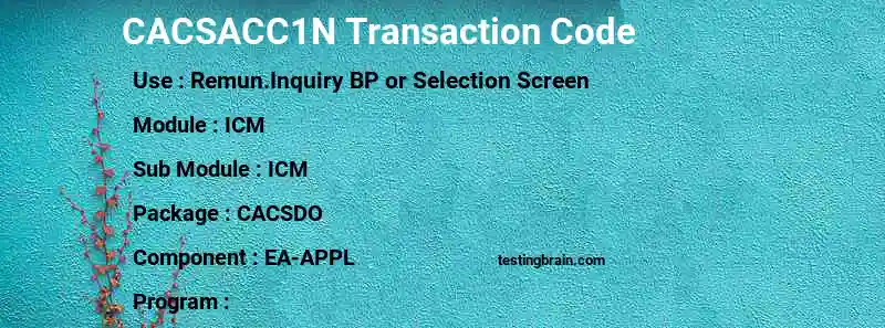 SAP CACSACC1N transaction code
