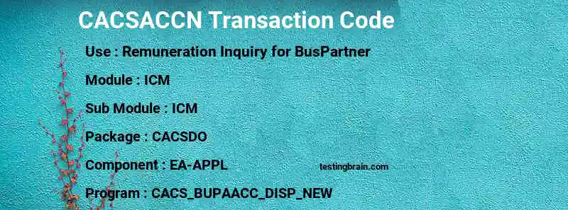 SAP CACSACCN transaction code