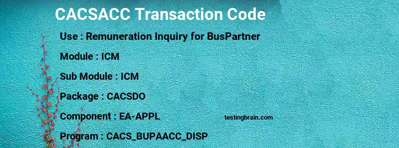 SAP CACSACC transaction code
