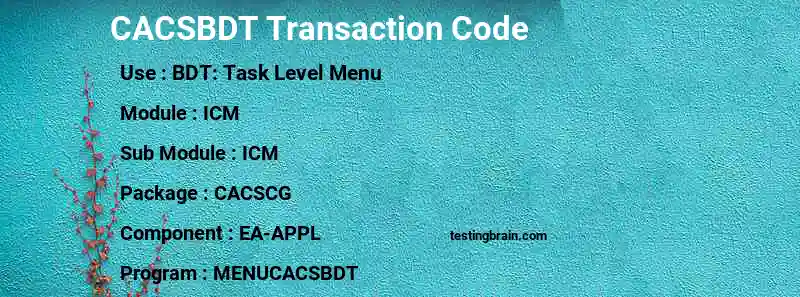 SAP CACSBDT transaction code