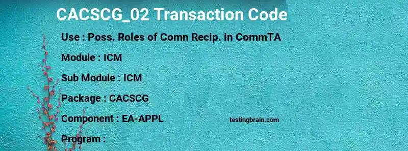 SAP CACSCG_02 transaction code