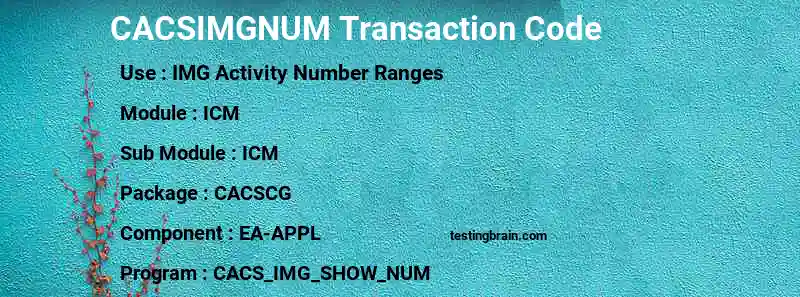 SAP CACSIMGNUM transaction code