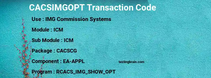 SAP CACSIMGOPT transaction code