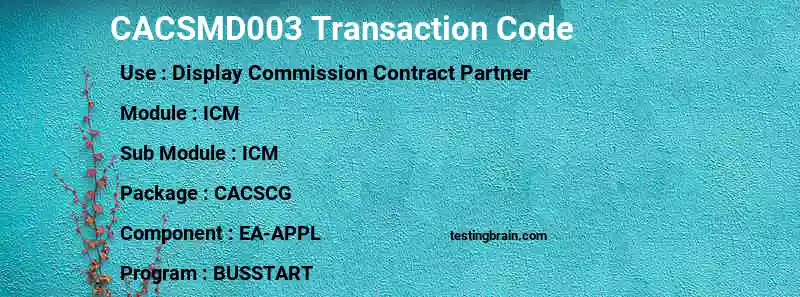 SAP CACSMD003 transaction code