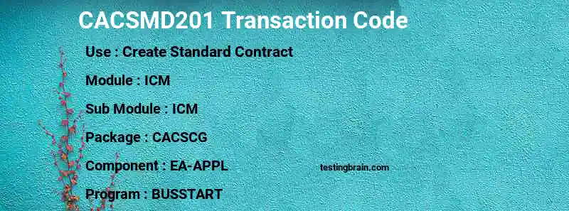 SAP CACSMD201 transaction code