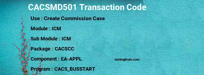 SAP CACSMD501 transaction code