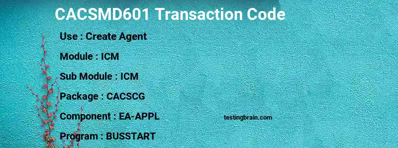 SAP CACSMD601 transaction code