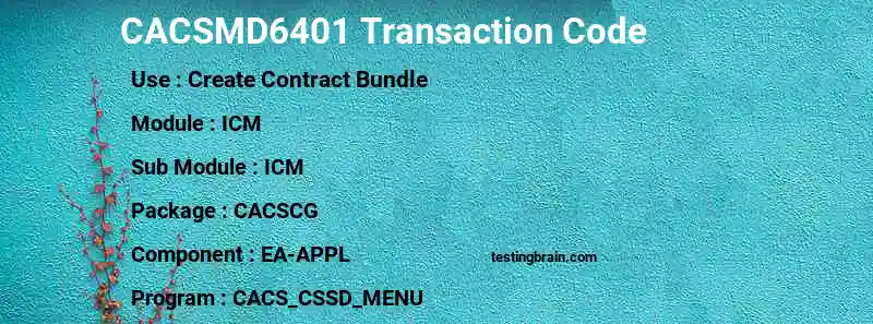 SAP CACSMD6401 transaction code