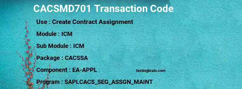 SAP CACSMD701 transaction code