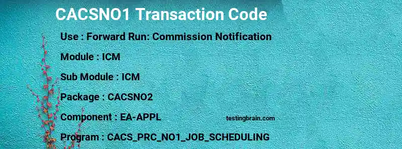 SAP CACSNO1 transaction code
