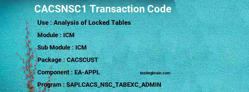 SAP CACSNSC1 transaction code