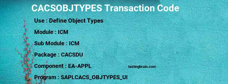 SAP CACSOBJTYPES transaction code