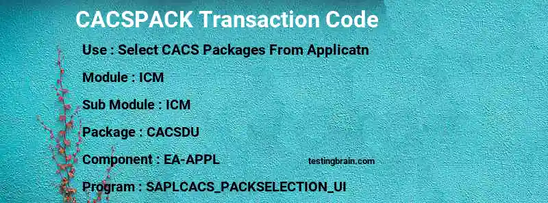 SAP CACSPACK transaction code