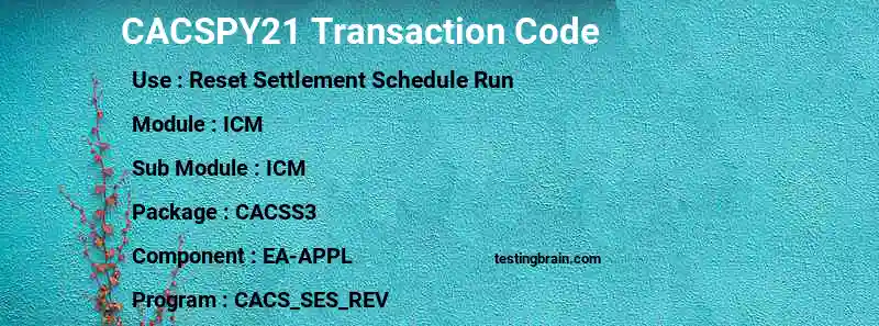 SAP CACSPY21 transaction code