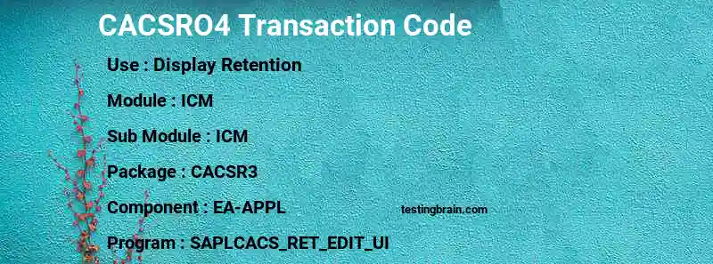 SAP CACSRO4 transaction code