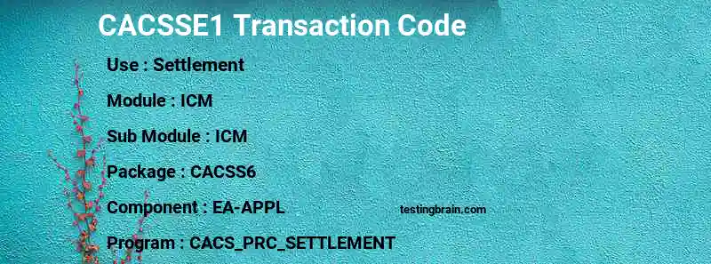SAP CACSSE1 transaction code