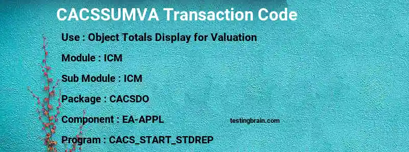 SAP CACSSUMVA transaction code