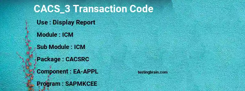 SAP CACS_3 transaction code