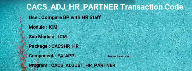 SAP CACS_ADJ_HR_PARTNER transaction code