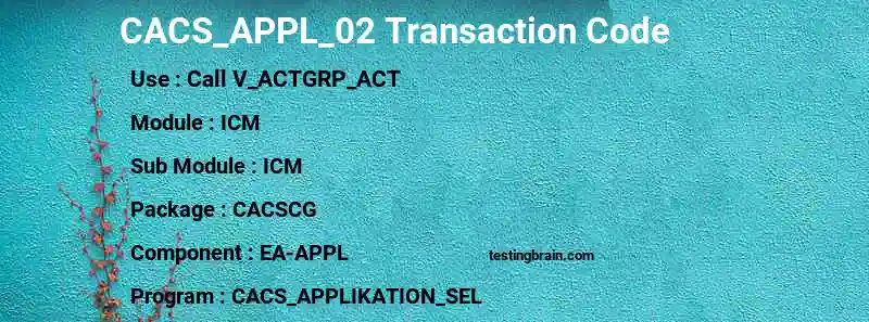 SAP CACS_APPL_02 transaction code